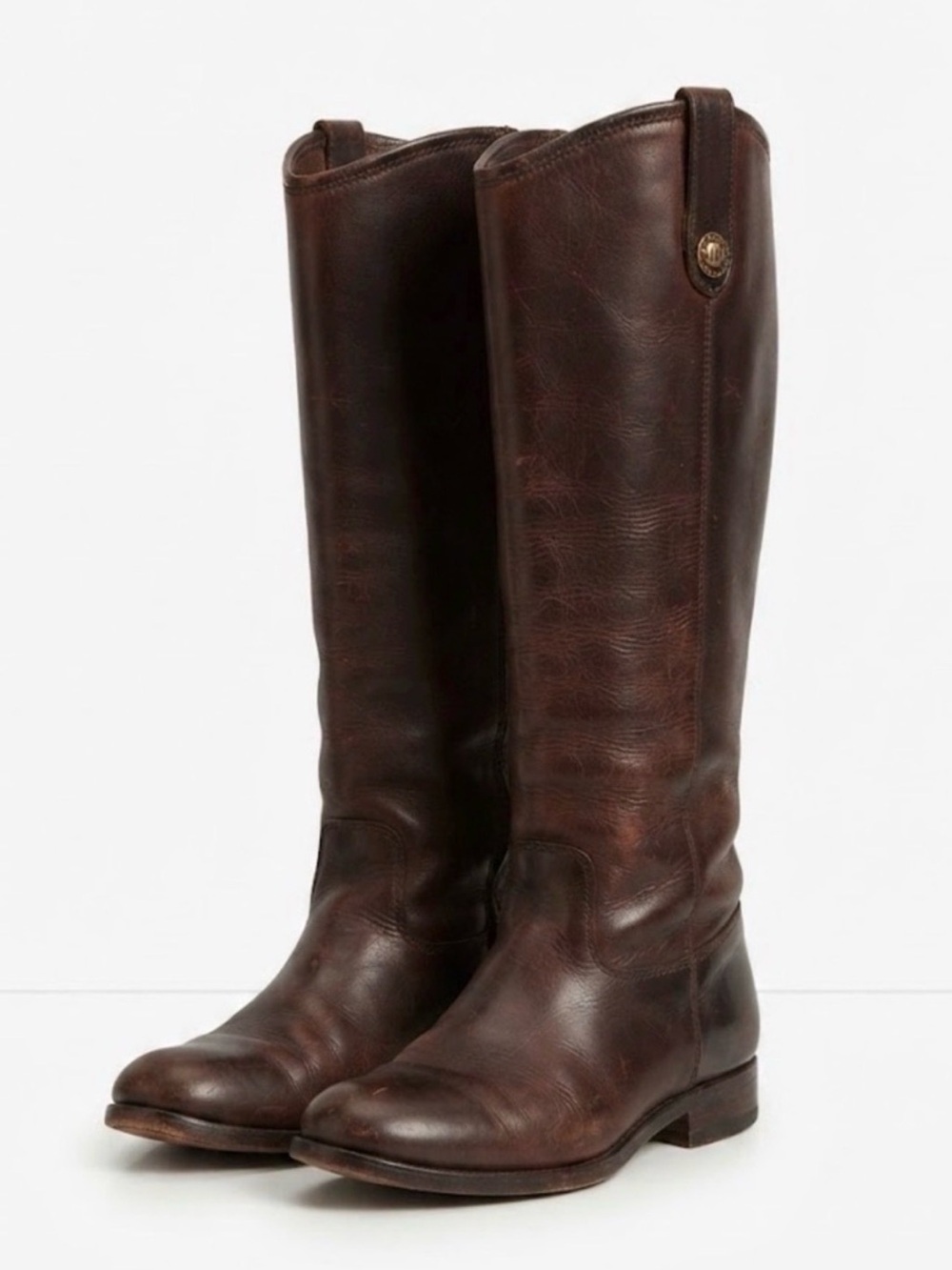FRYE Melissa Button Tall Leather Riding Boots Brown 5.5B